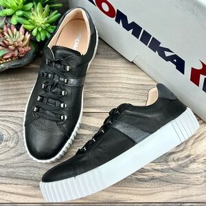 NIB Romika Montreal S 04 Black Leather Platform Low Top Sneaker 39 8-8.5